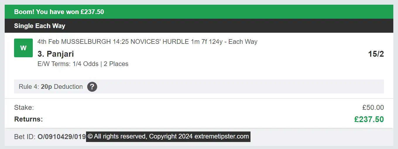 Extreme Tipster - Winner 1 - 2024-02-04
