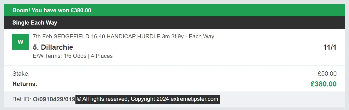 Extreme Tipster - Winner 3 - 2024-02-07